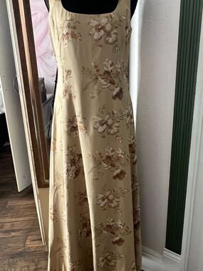 Ralph Lauren Beige Floral Sleeveless Maxi Dress